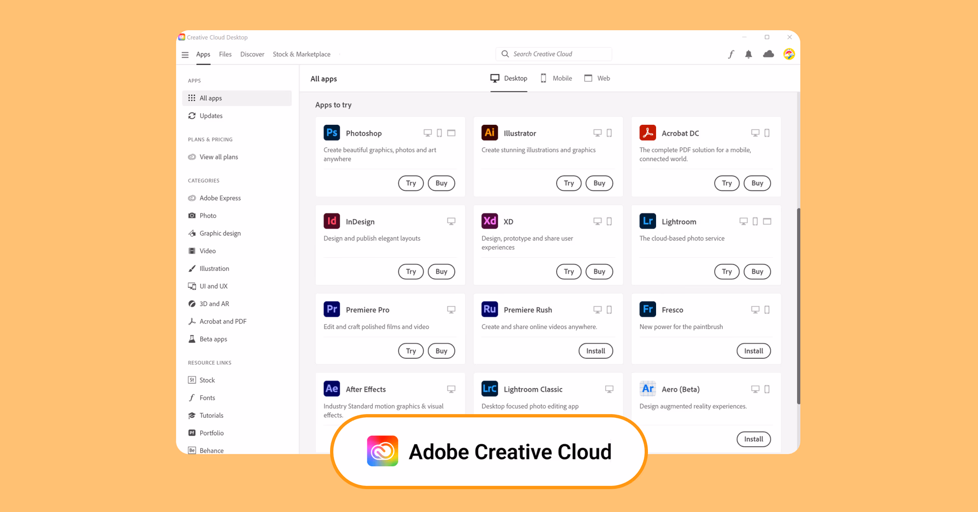 Adobe Creative Cloud Interface