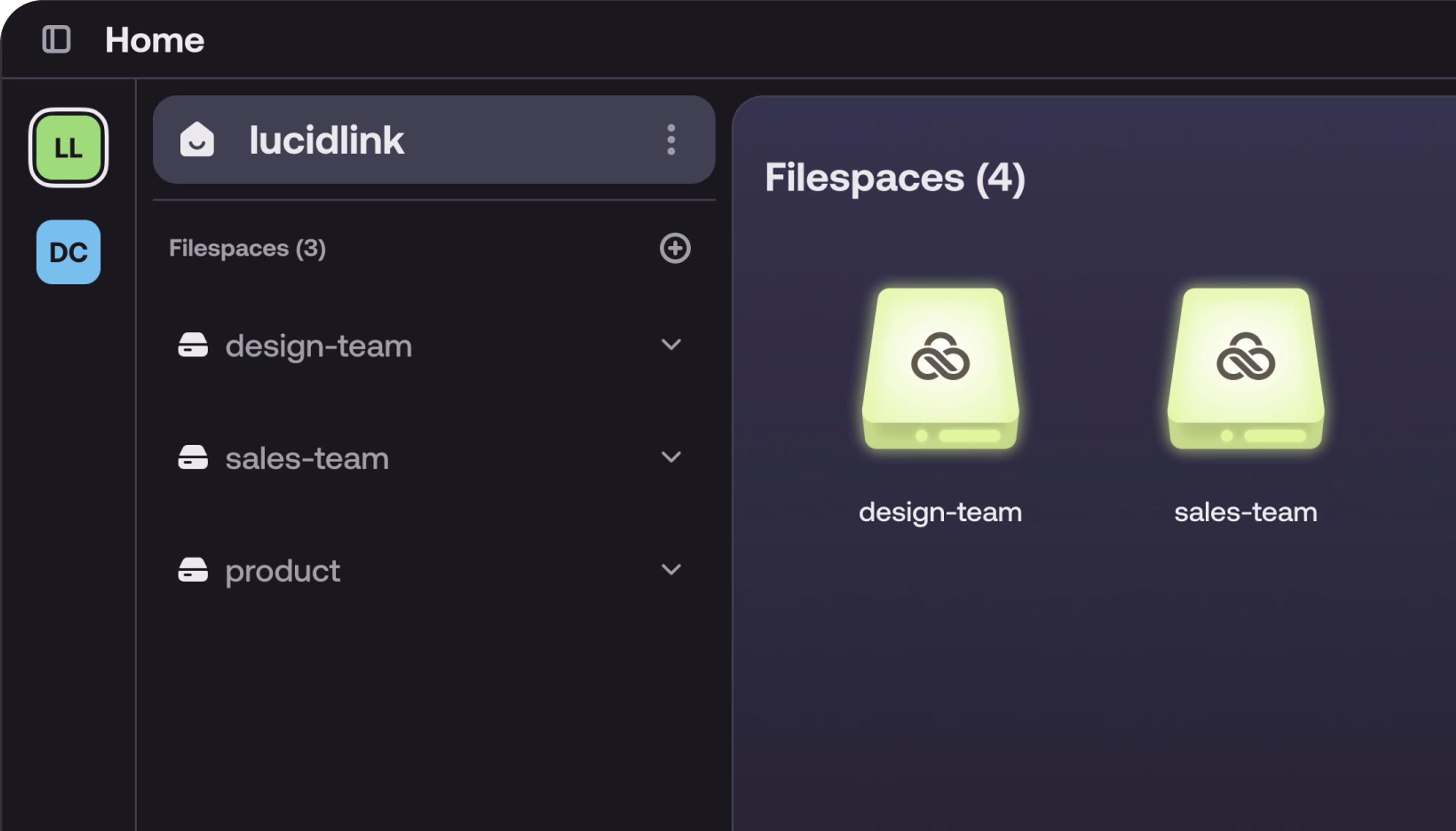 LucidLink New interface