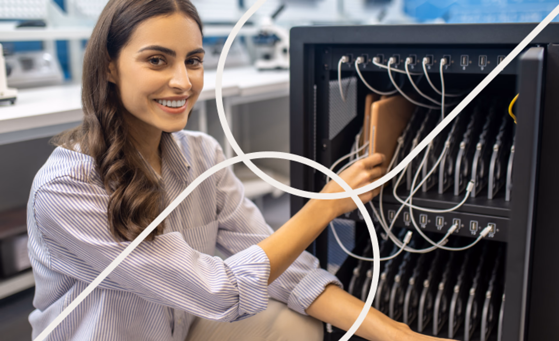 Woman working on a server