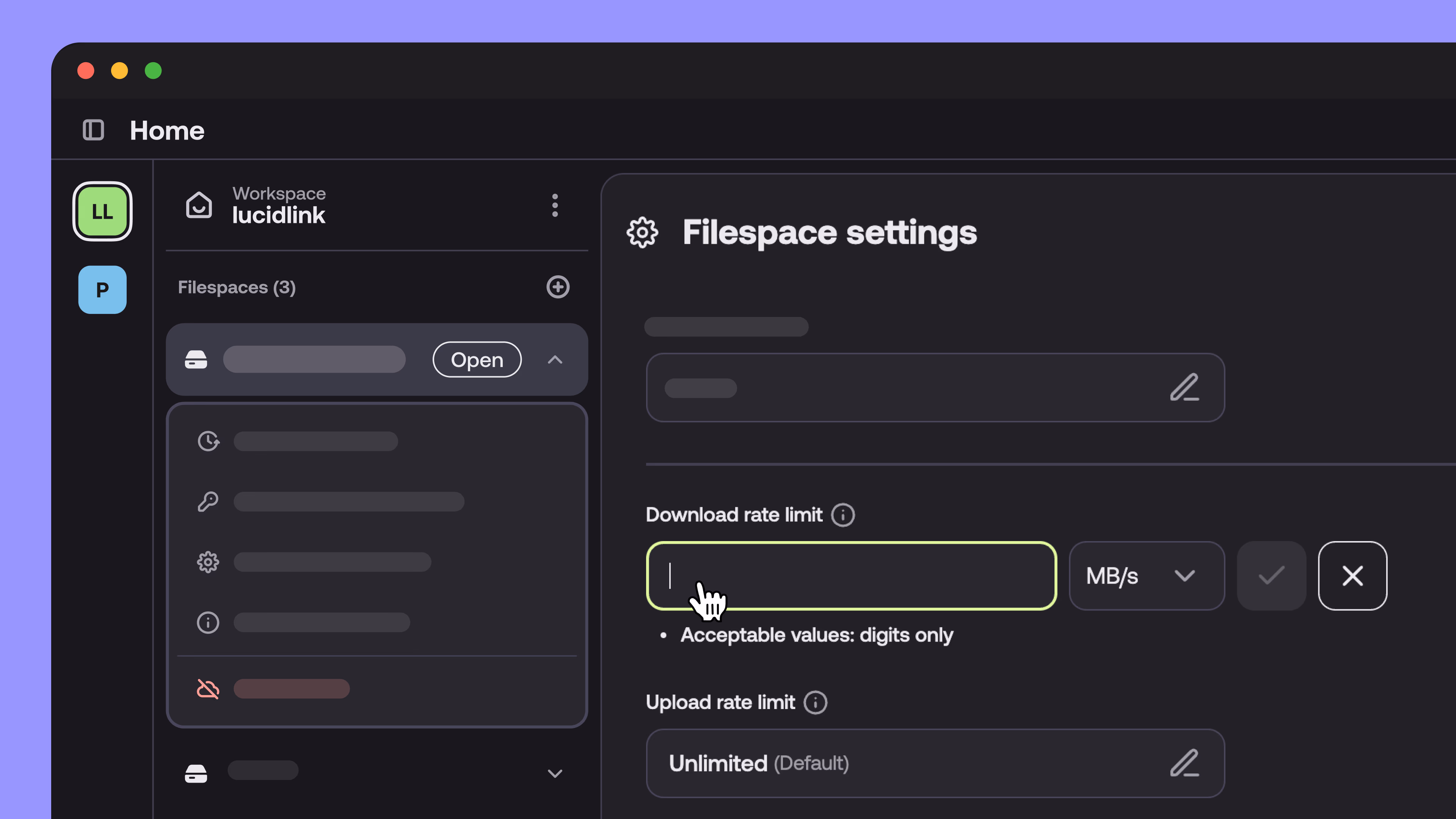 Bandwidth management for filespaces - now on the new LucidLink