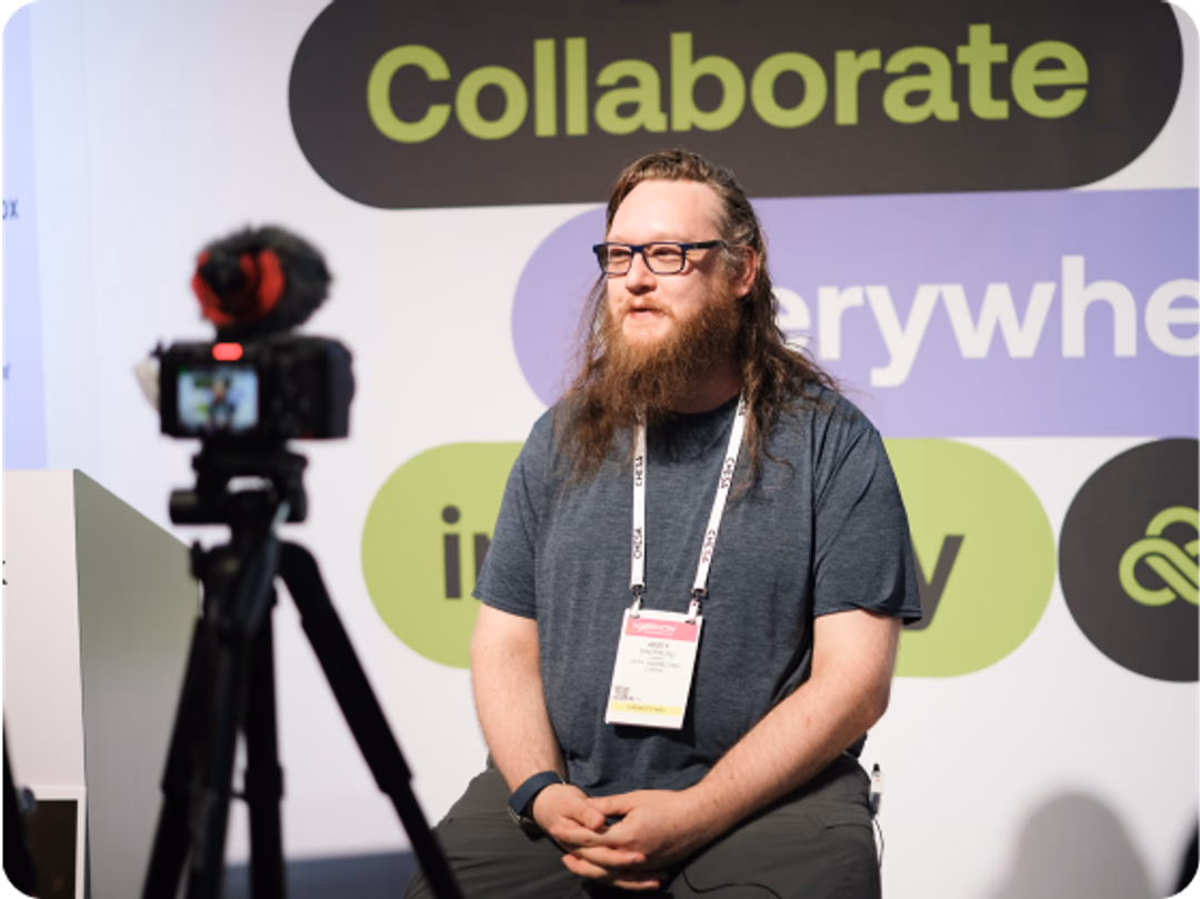 Man in front of a camera